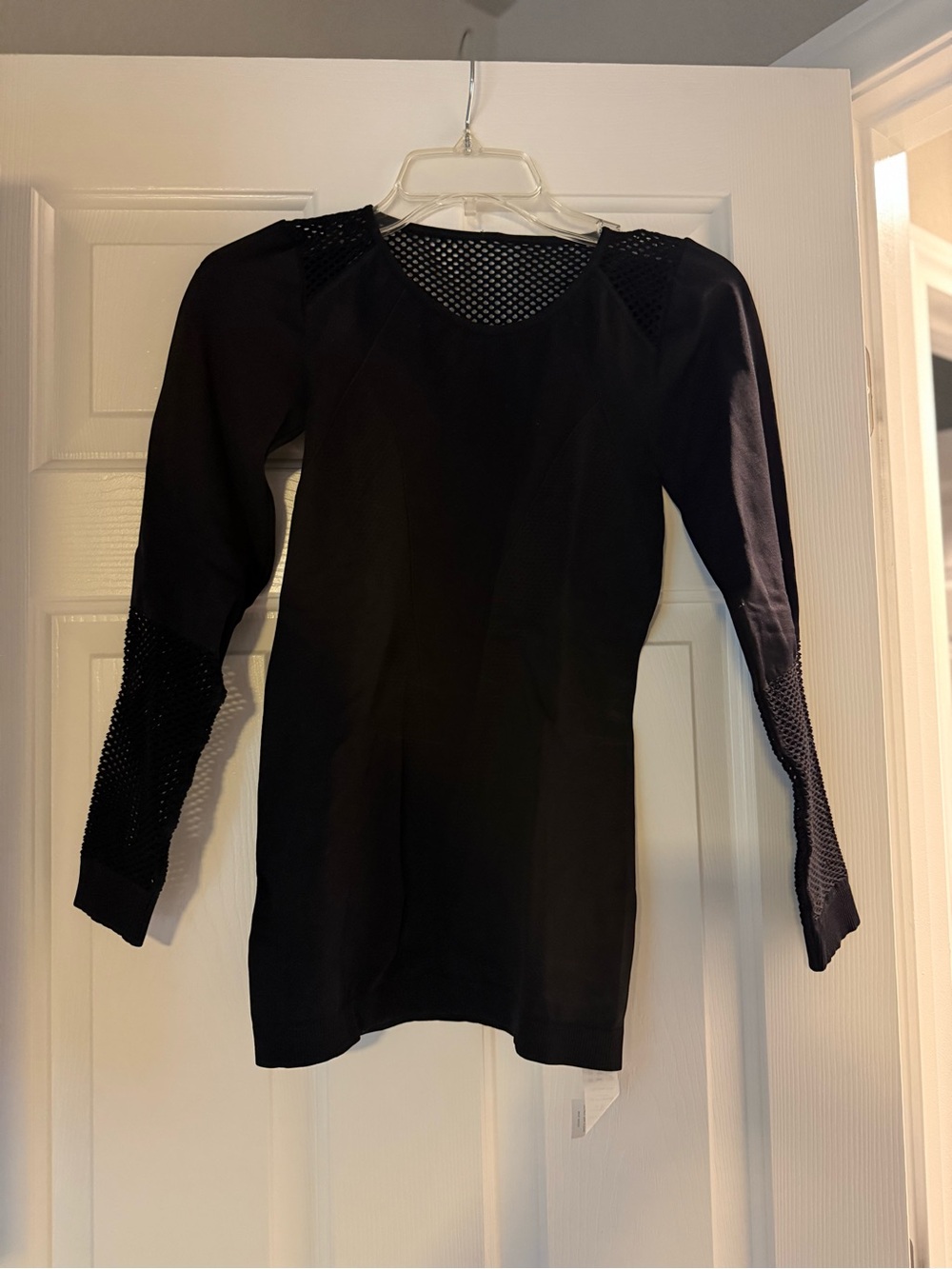 ALOHA Collection Black Long-Sleeve Top with Mesh Insets